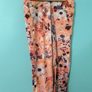 Tek gear floral leggings large cropped capris neon orange